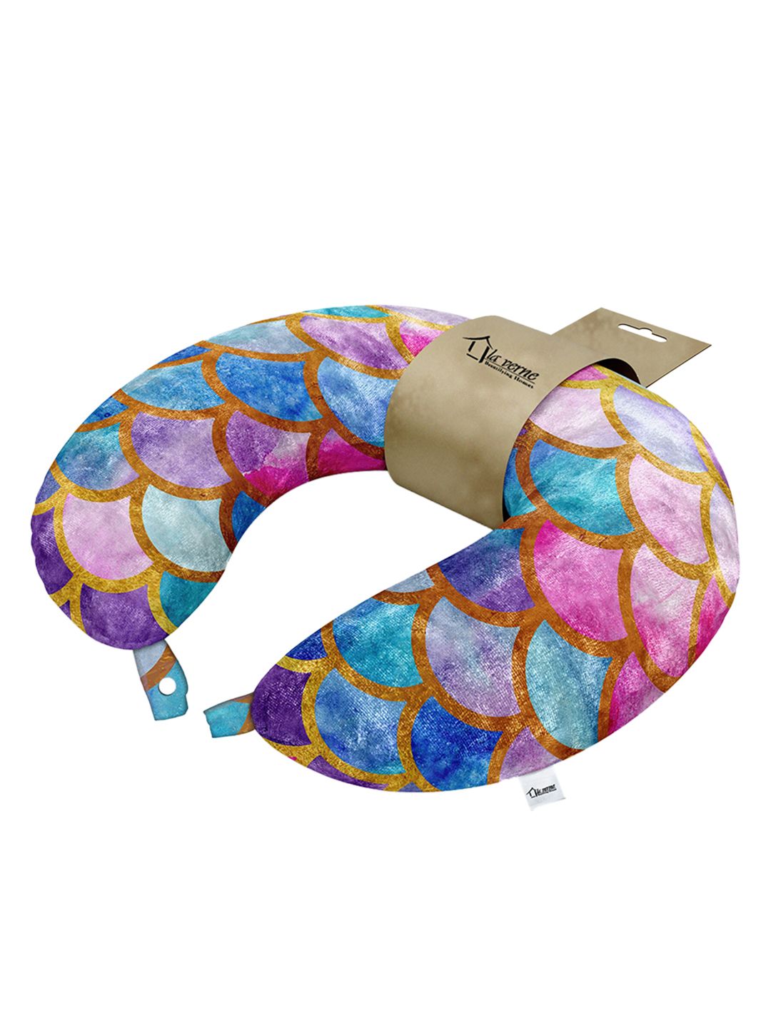 LA VERNE Blue & Pink Printed Travel Neck Pillow Price in India