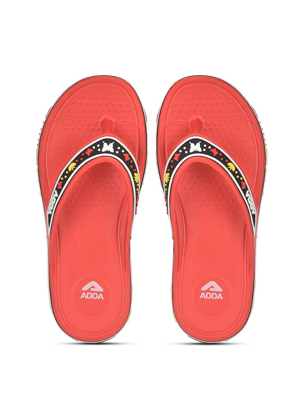 Adda Women Red & Black Rubber Thong Flip-Flops Price in India