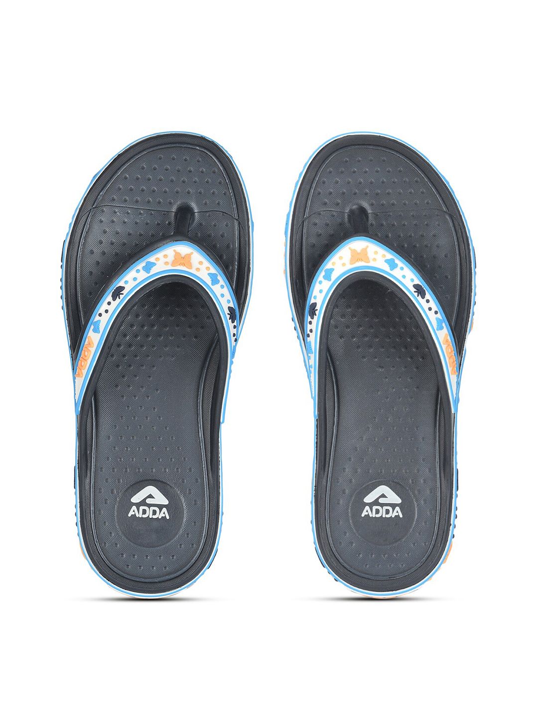 Adda Women Navy Blue & White Rubber Thong Flip-Flops Price in India