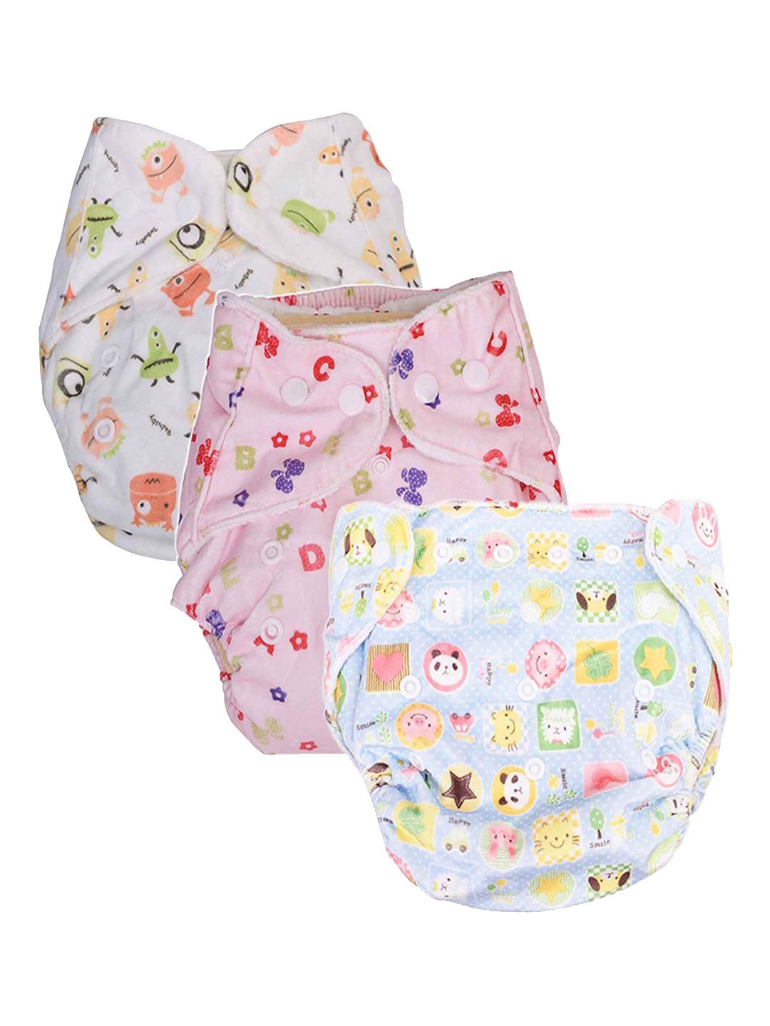 Moms Home Infant Set Of 3 Reusable Cotton Pocket Diapers