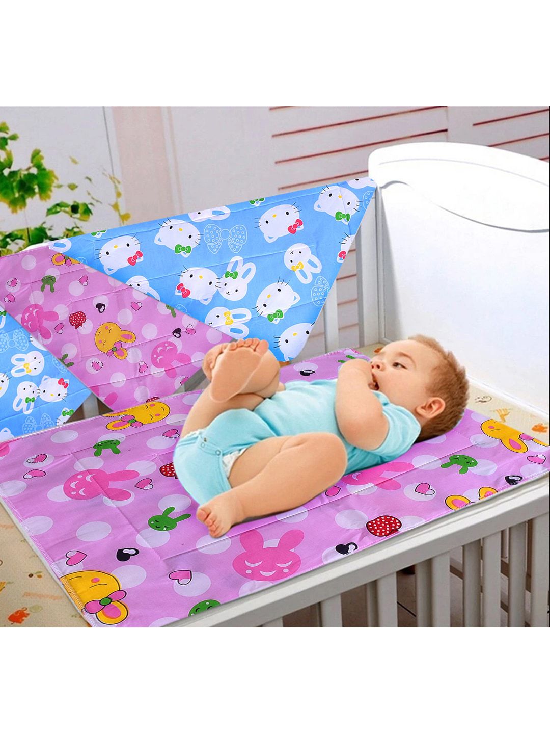 Moms Home Infant Kids Violet Set of 4 Organic Cotton Diaper Changing or Sleeping Mat