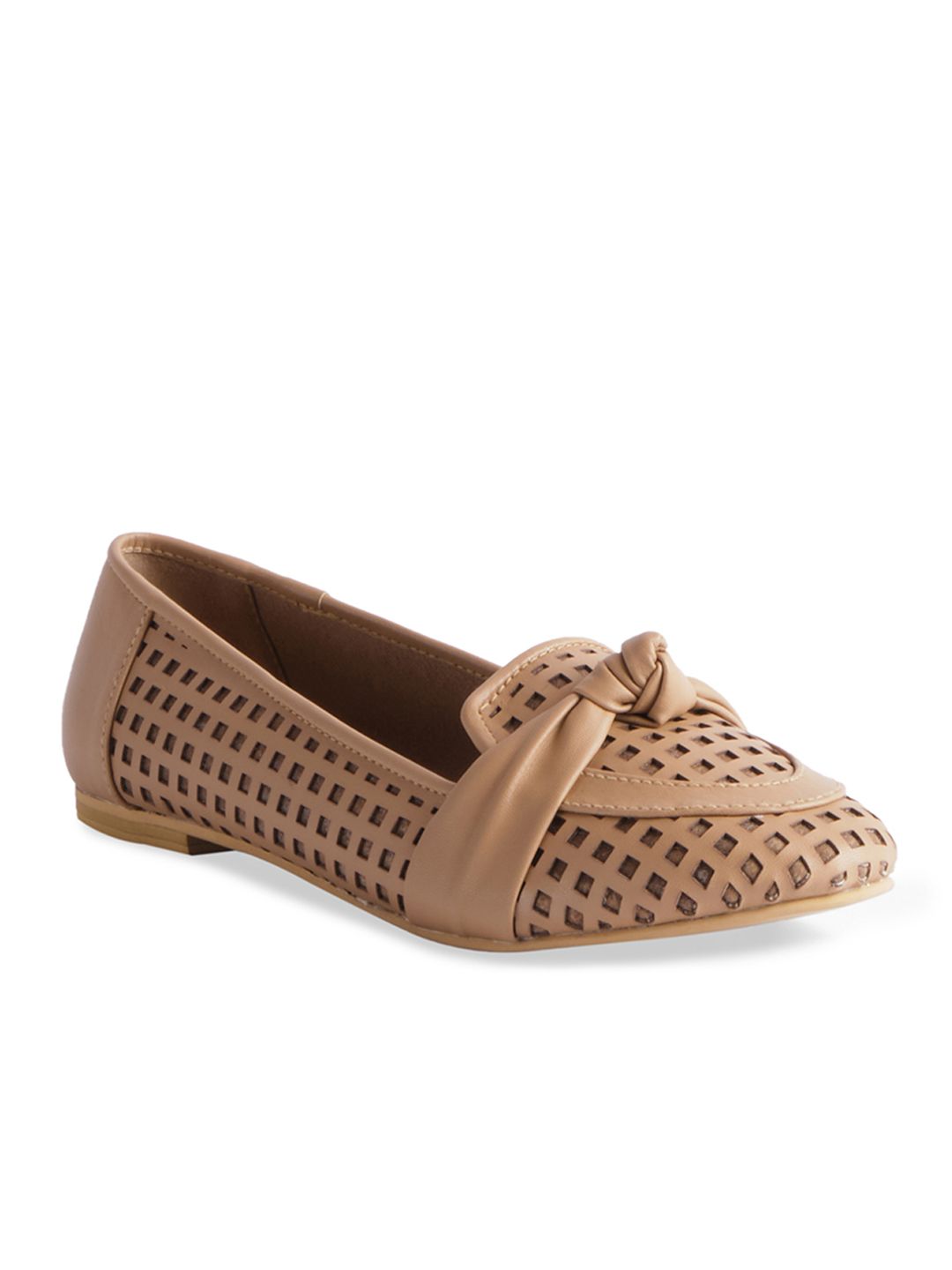 ERIDANI Women Beige Ballerinas with Laser Cuts Flats