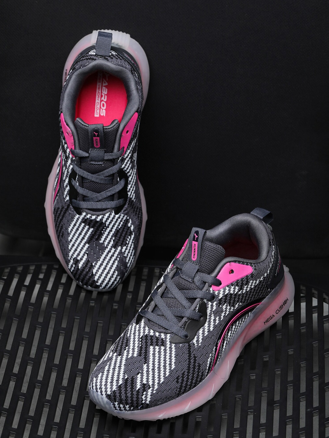 ABROS Women Grey & Pink Mesh Running Sports Shoes Price in India