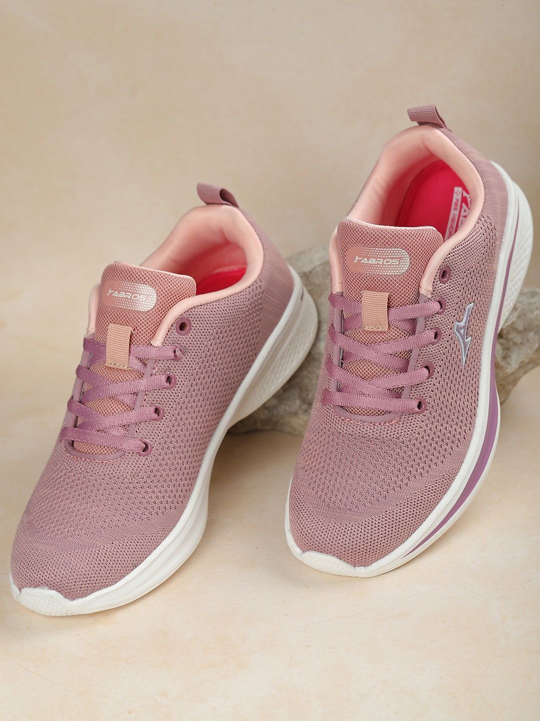 ABROS Women Mauve & White Mesh Running Shoes Price in India