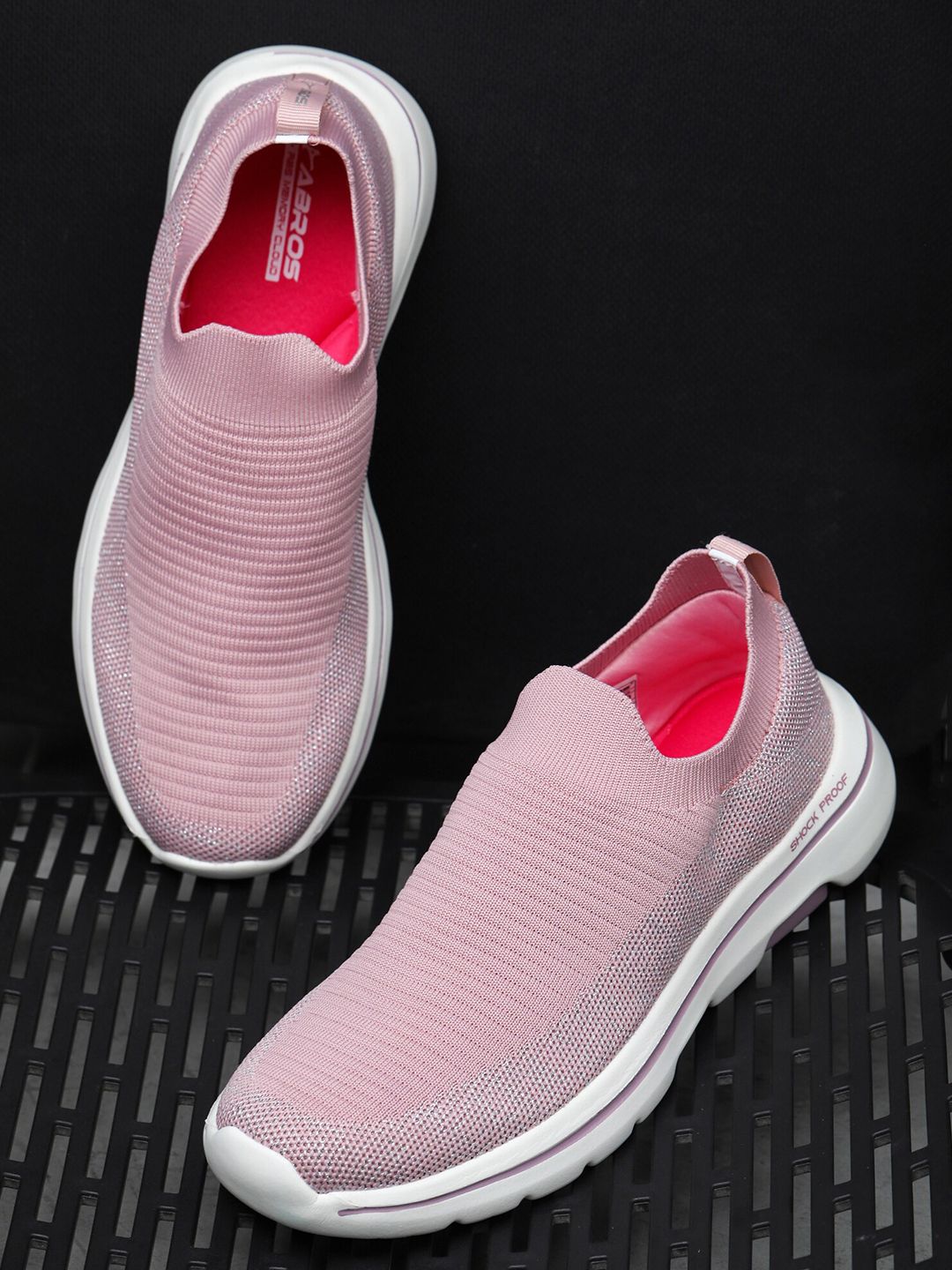 ABROS Women Mauve Mesh Slip-On Running Shoes Price in India