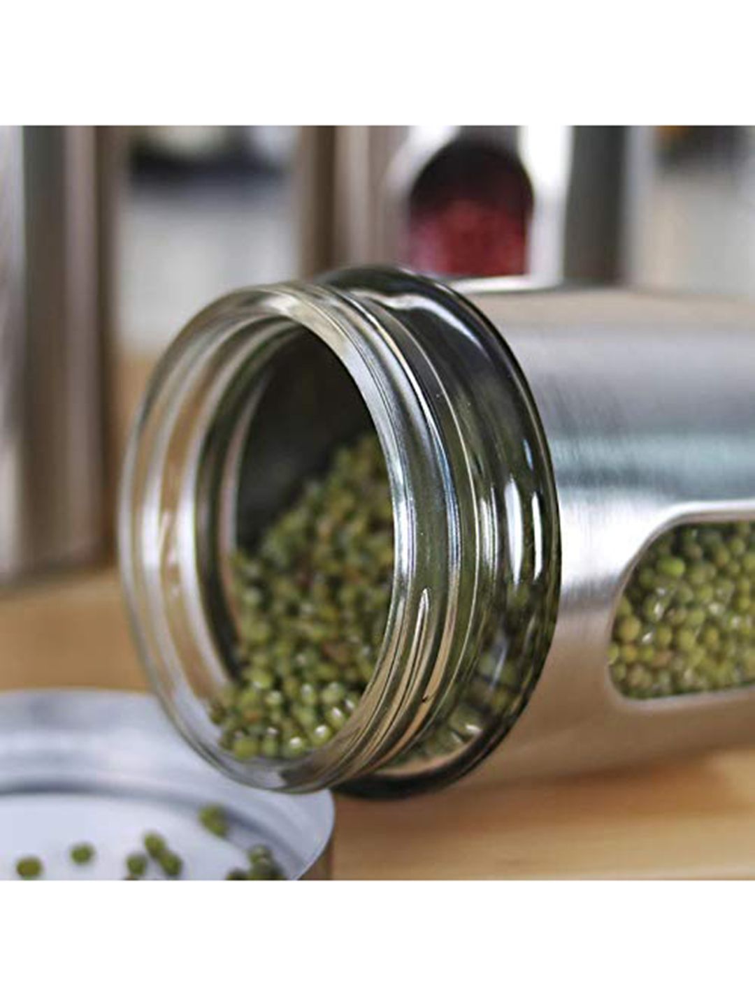 Femora Pack of 6 Silver-Tone Transparent Kitchen Storage Jar Price in India