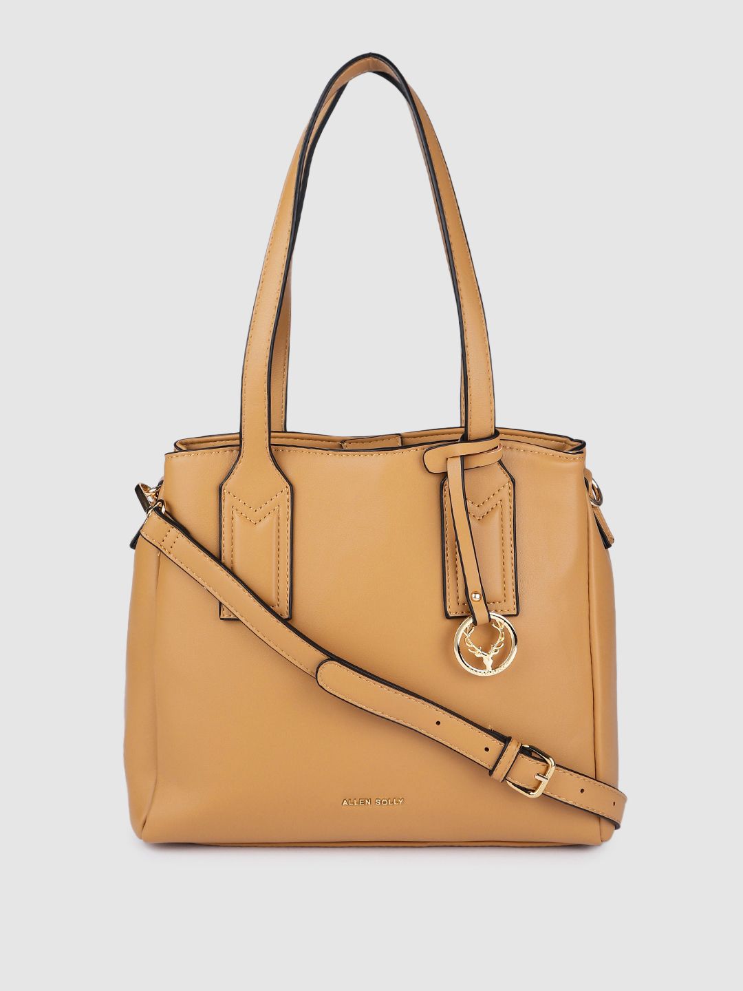 Allen Solly Tan Brown Solid Structured Shoulder Bag Price in India