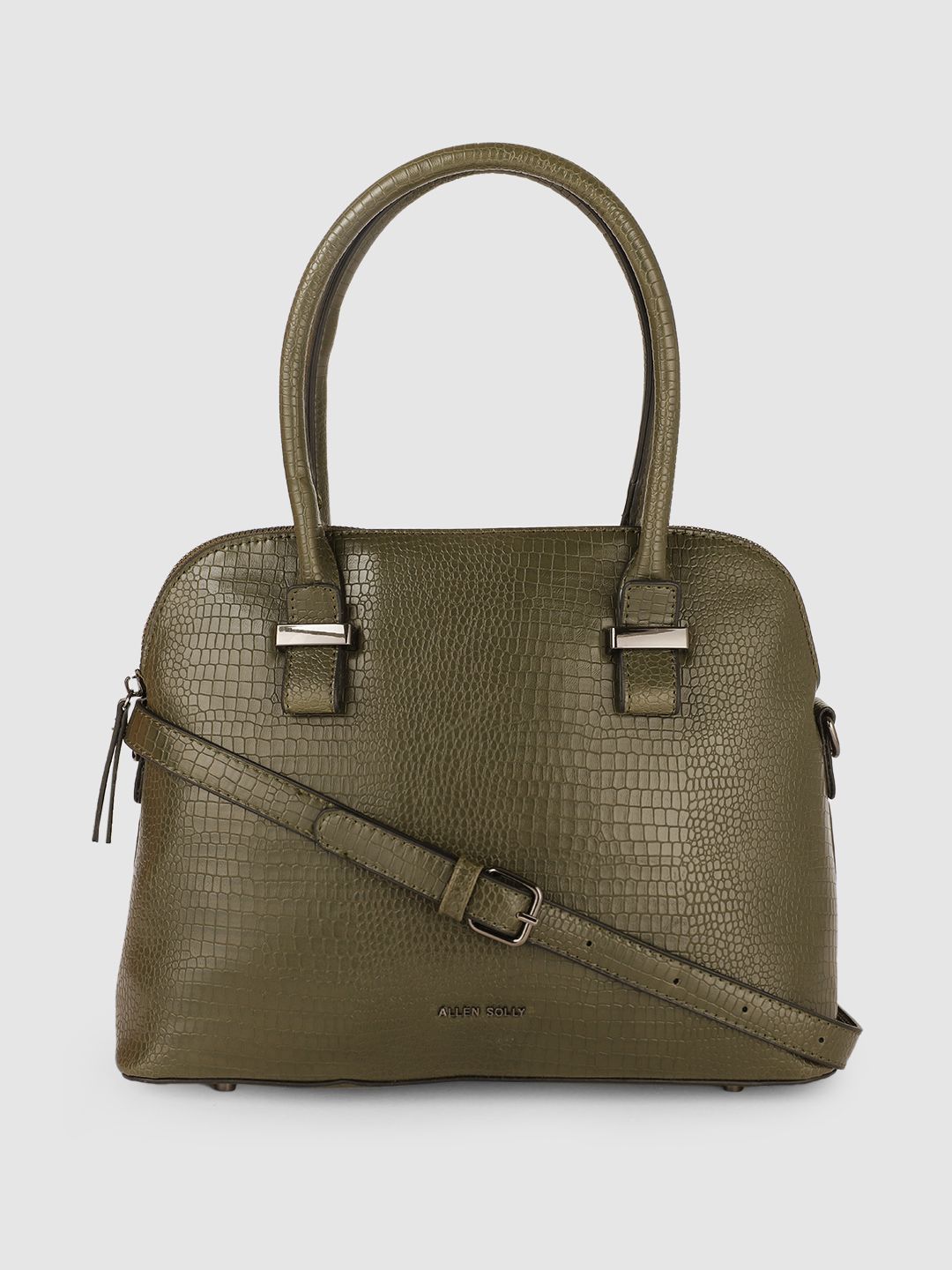 Allen Solly Olive Green Textured PU Structured Handheld Bag Price in India