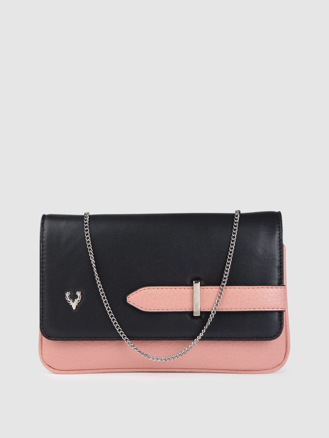 Allen Solly Black & Pink Solid Sling Bag Price in India