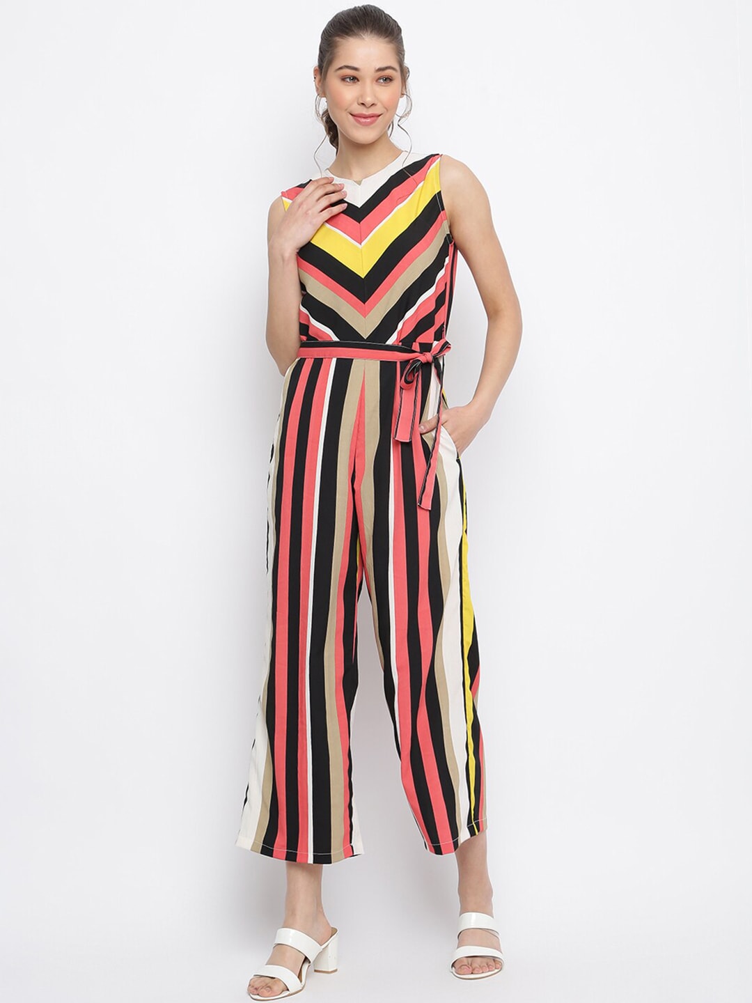 Mayra Multicoloured Striped Basic Jumpsuit Price in India