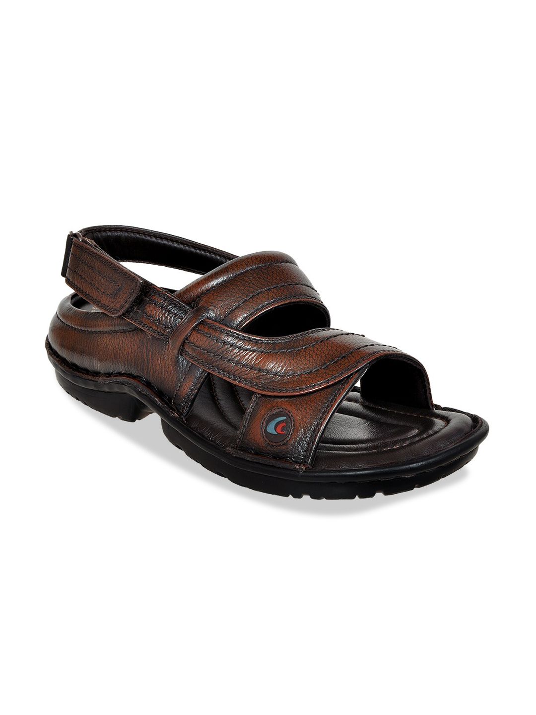 Allen Cooper Men Brown Leather Comfort Sandals