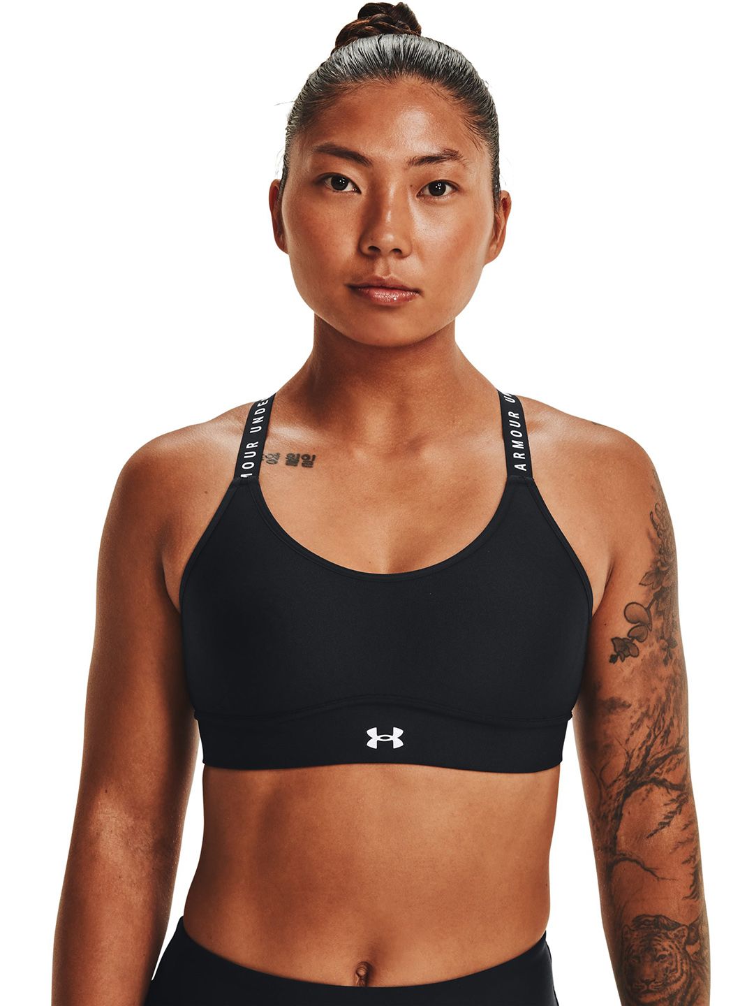 UNDER ARMOUR Women Black Infinity Mid Covered Crossback Sports Bra Price in India