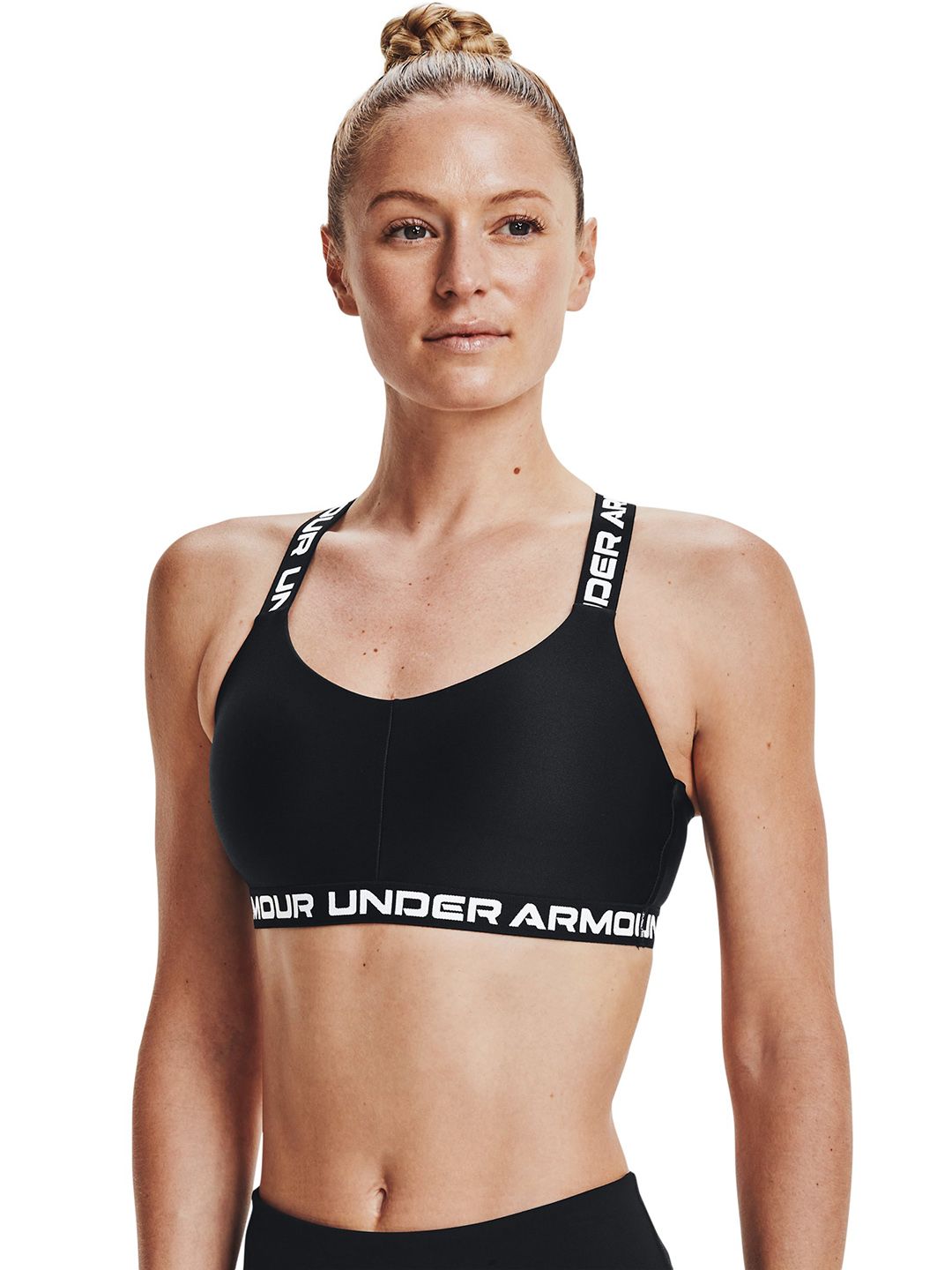 UNDER ARMOUR Women Black Crossback Strappy Low Sports Bra Price in India