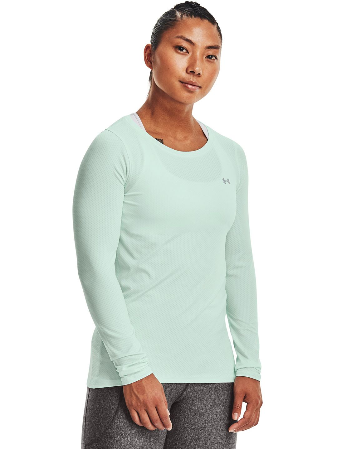 UNDER ARMOUR Women Blue HG Armour Long Sleeve T-shirt Price in India