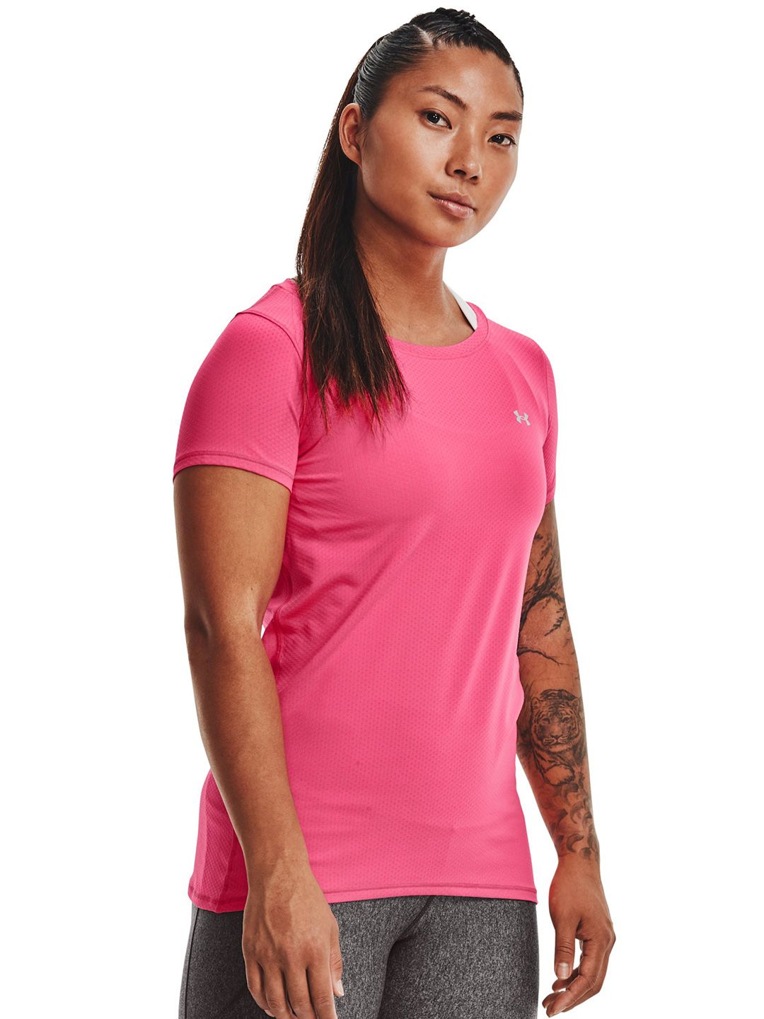 UNDER ARMOUR Women Pink UA HG Armour SS T-shirt Price in India