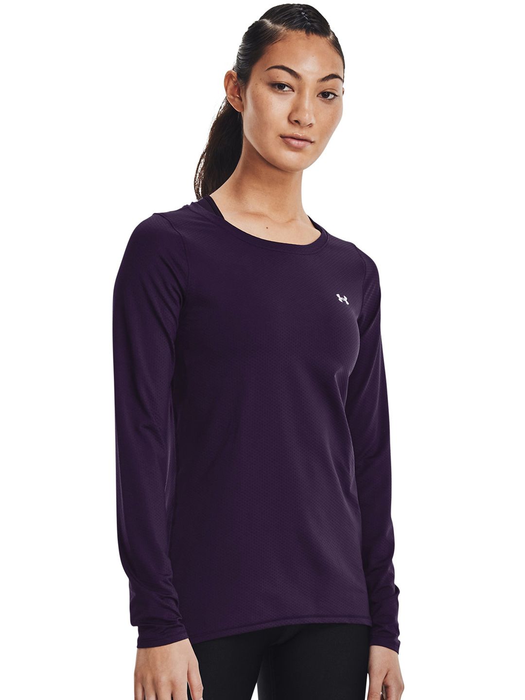 UNDER ARMOUR Women Purple UA HG Armour Long Sleeve T-shirt Price in India