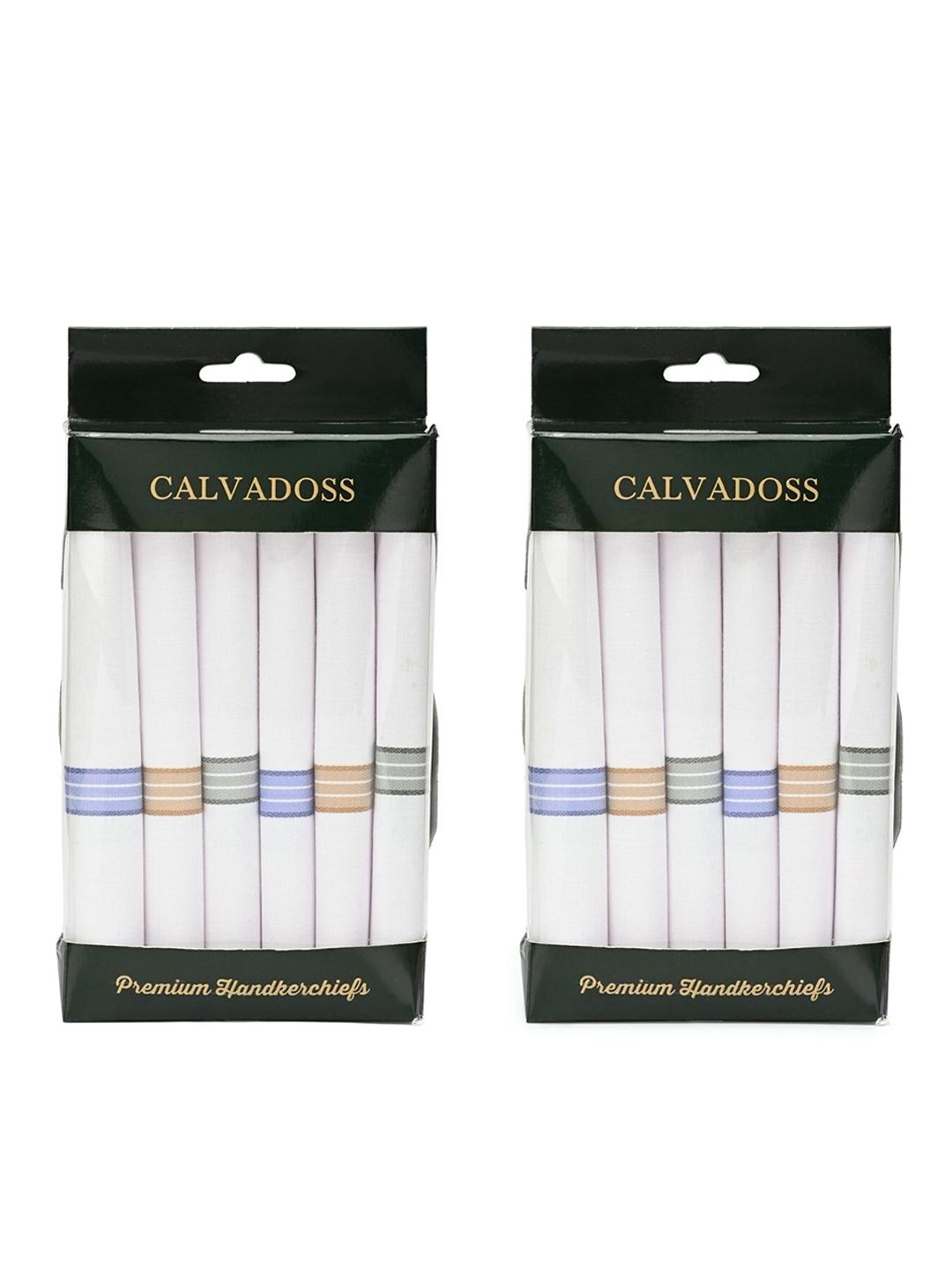 CALVADOSS Pack of 2 White Premium Handkerchiefs Set