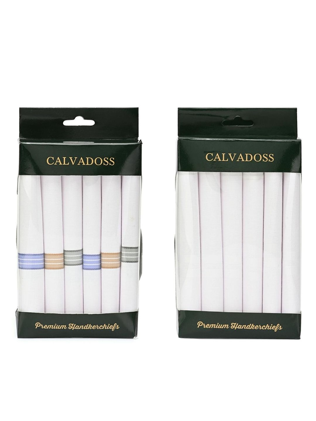 Calvadoss White Set of 12 Cotton Handkerchiefs
