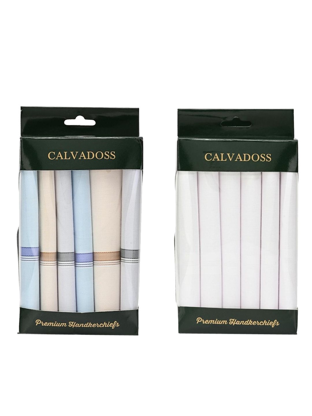 Calvadoss Pack of 2 Egyptian Cotton Hankerchief Set - 6 Pieces Each