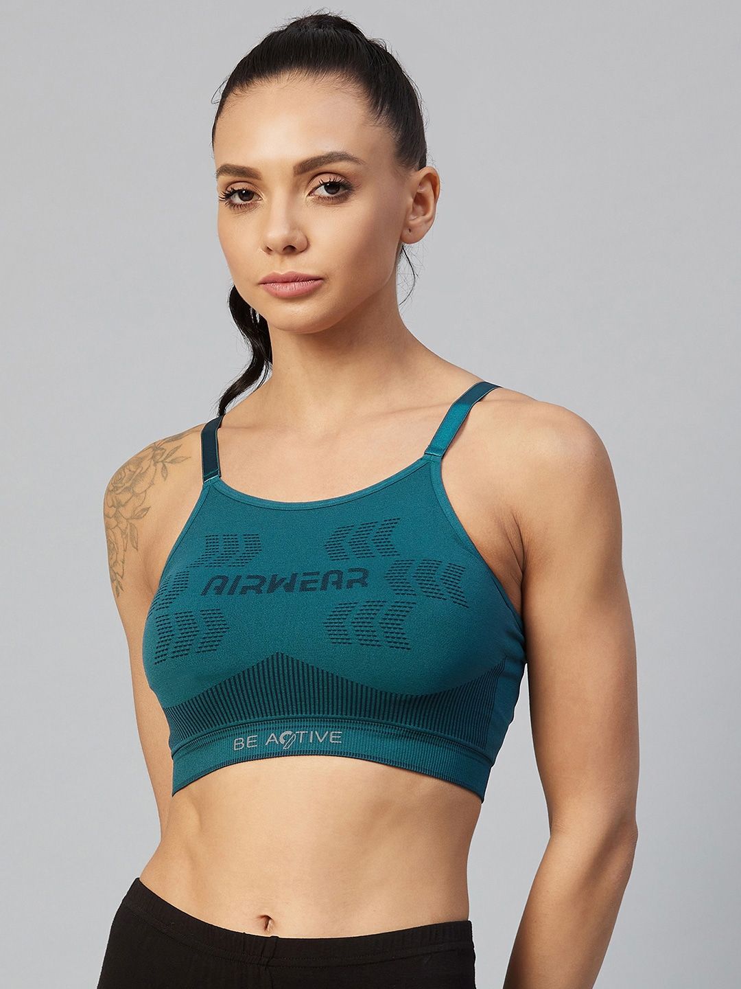 C9 AIRWEAR Teal Graphic Printed Lightly Padded Workout Bra Price in India