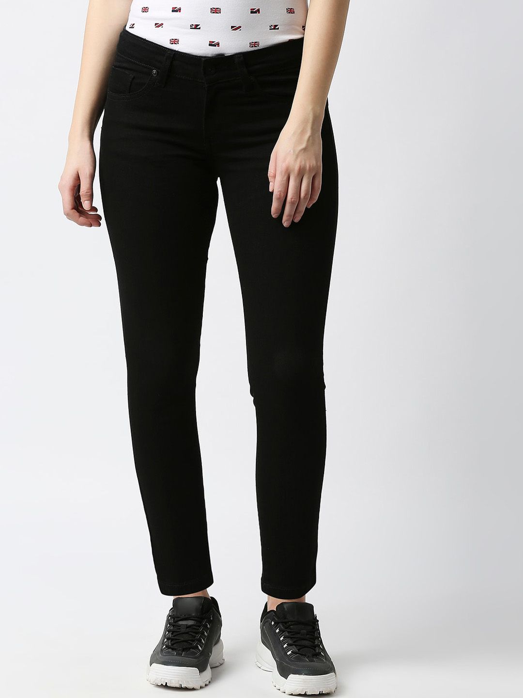 Pepe Jeans Women Black Skinny Fit Jeans Price in India