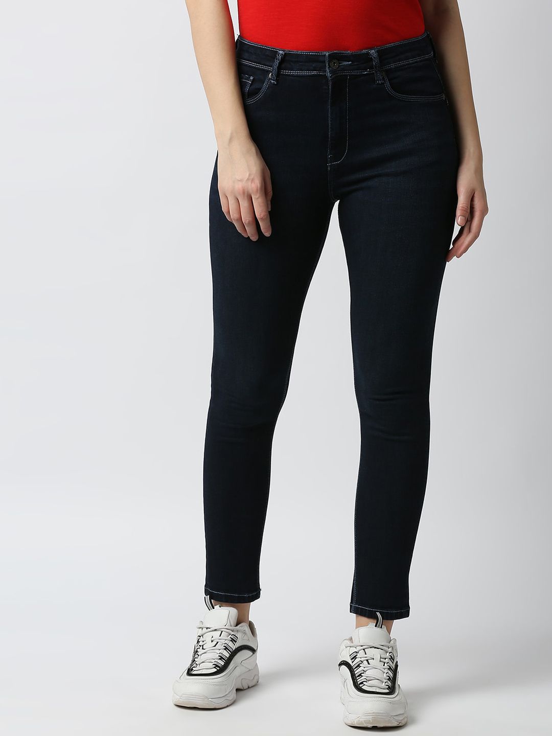 Pepe Jeans Women Blue Skinny Fit Stretchable Jeans Price in India