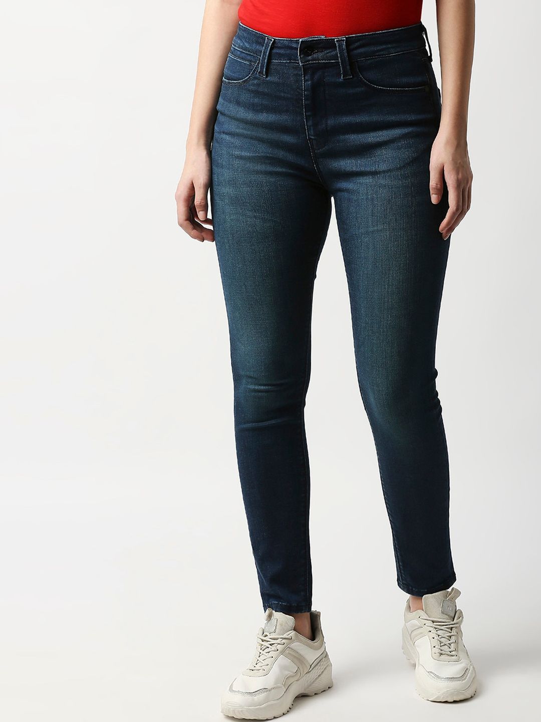 Pepe Jeans Women Blue Skinny Fit High-Rise Light Fade Jeans Price in India
