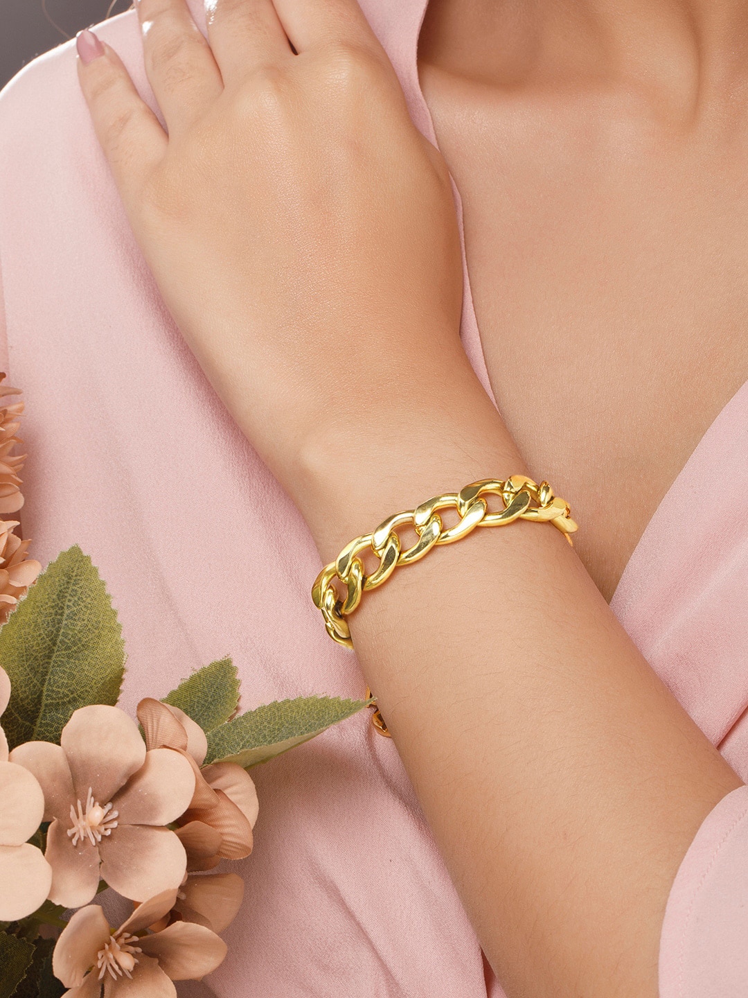 Rubans Voguish Women Gold-Toned Link Bracelet Price in India
