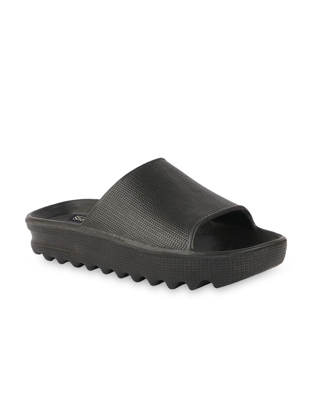 Shoetopia Women Black Rubber Sliders Price in India