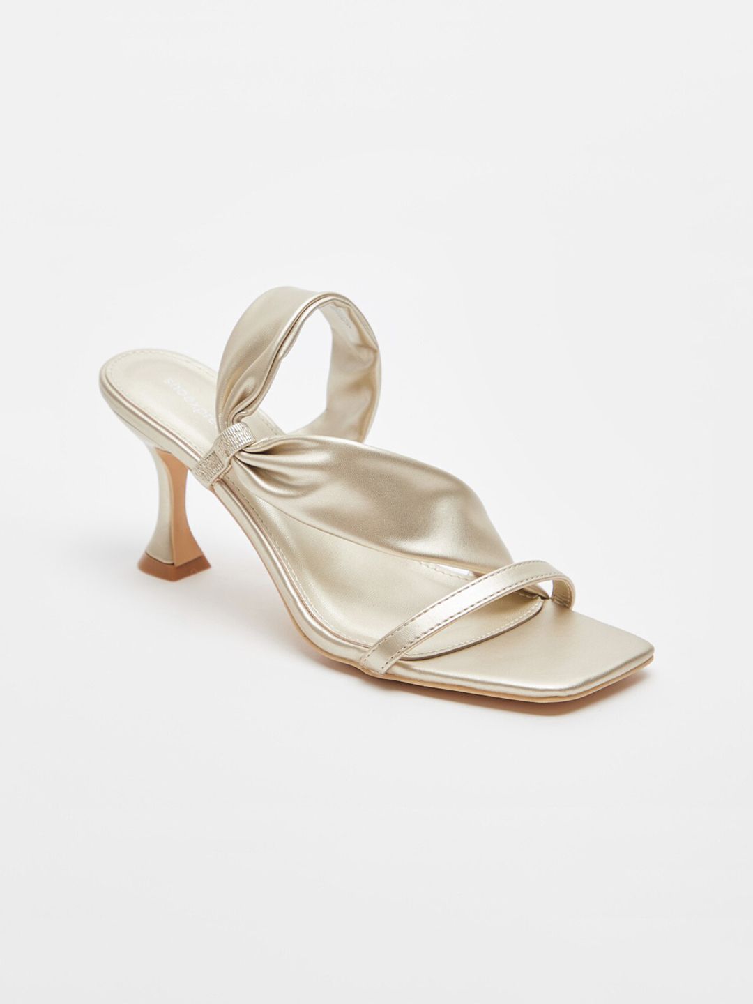 shoexpress Women Gold-Toned PU Sandals Price in India