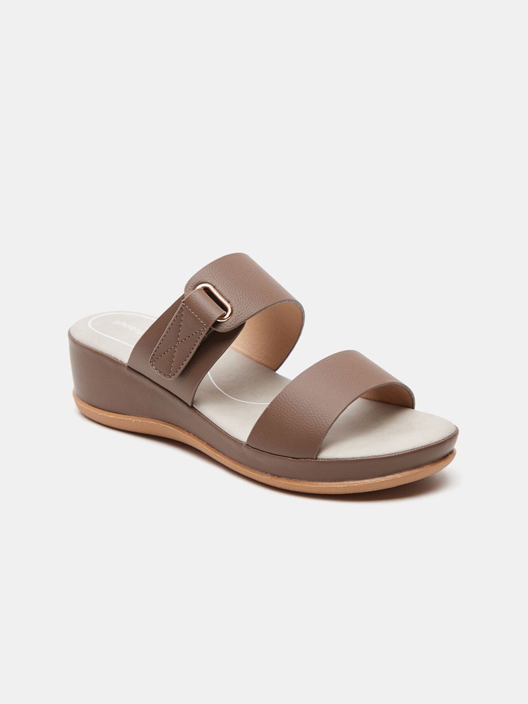 shoexpress Beige PU Wedge Sandals Price in India