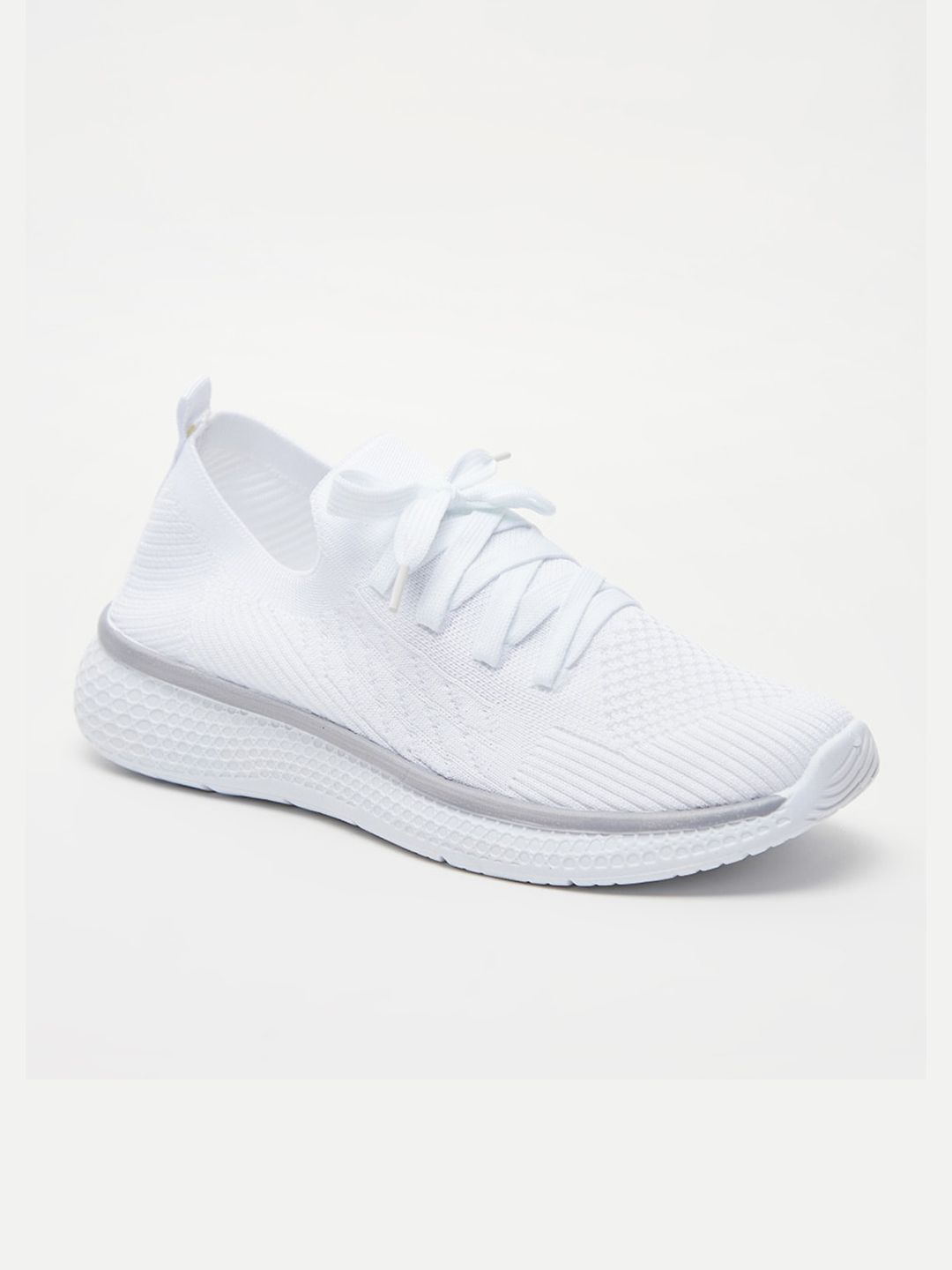 shoexpress Women White Textile Running Non-Marking Shoes Price in India