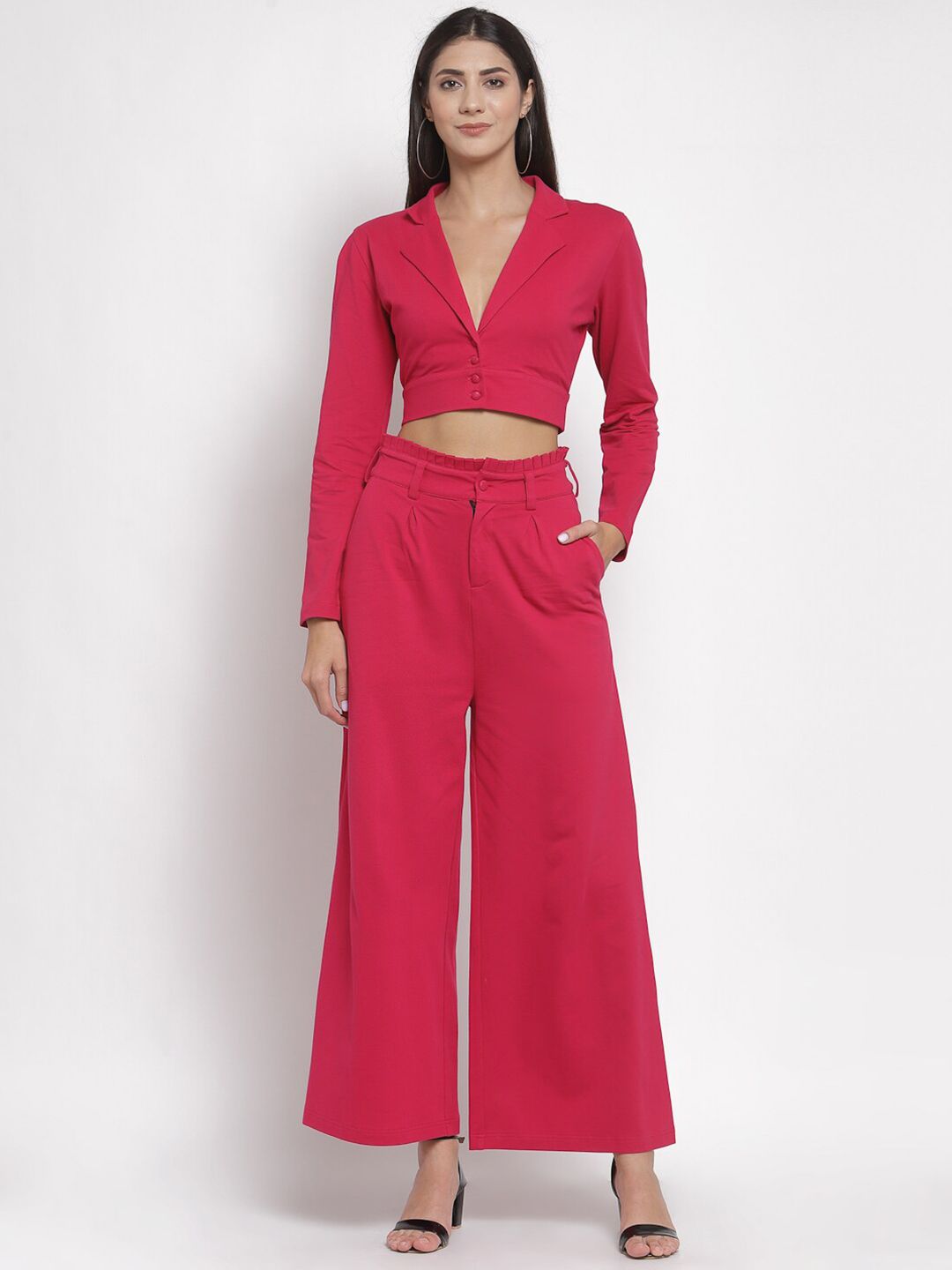 YOONOY Women Pink Solid Organic Cotton Co-ords