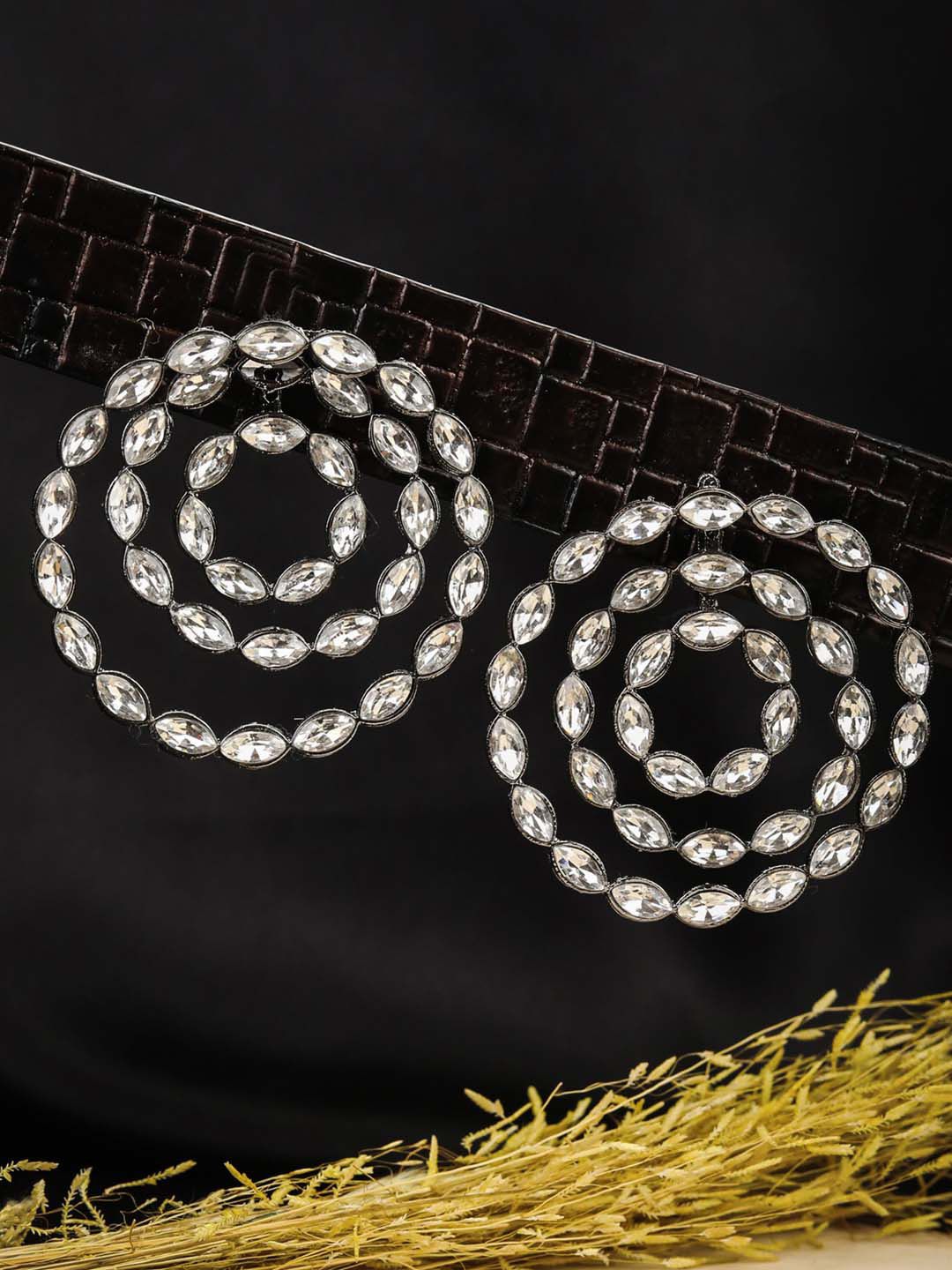 Priyaasi Silver-Plated Circular Studs Earrings Price in India