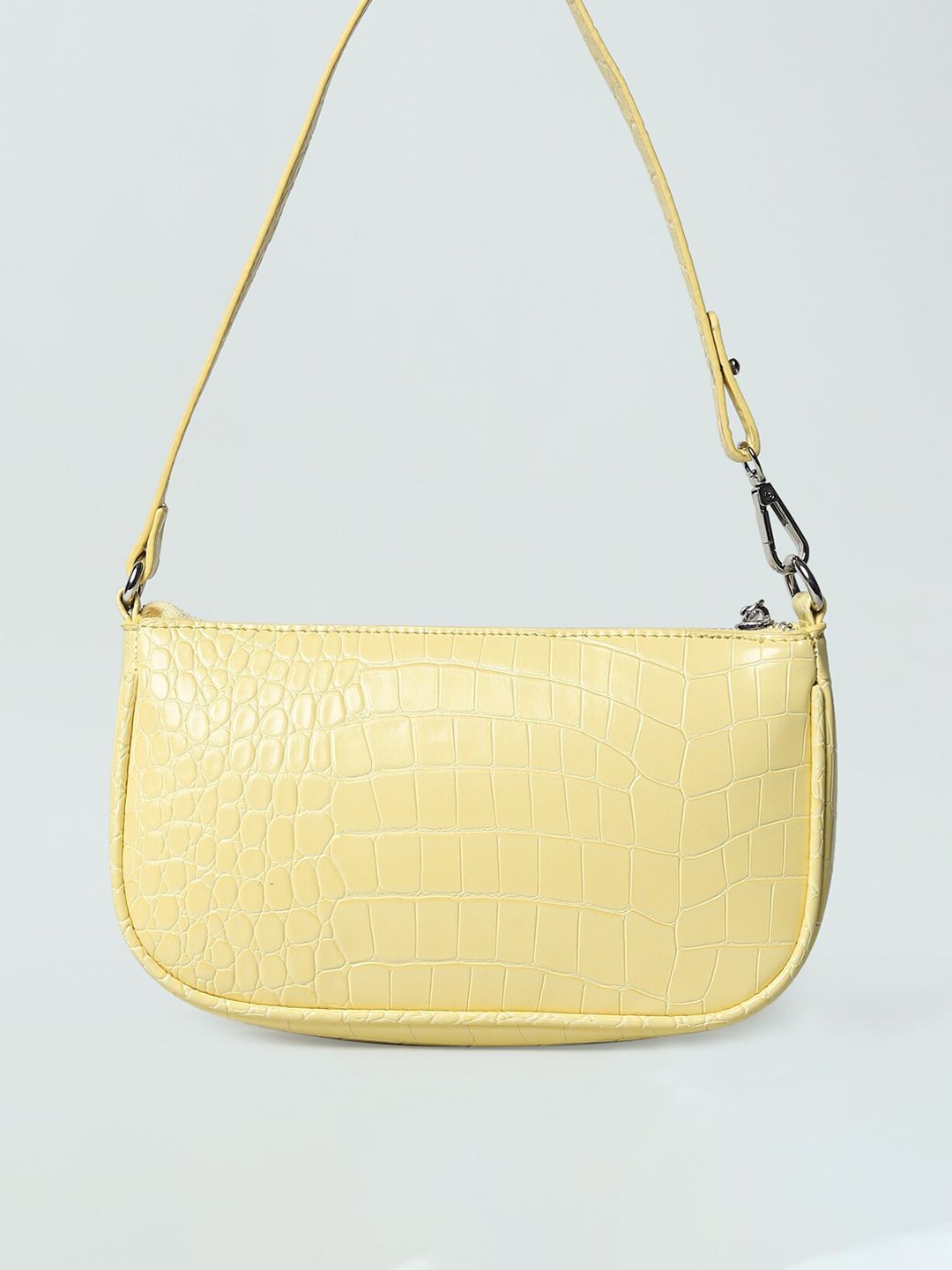 ONLY Yellow Colourblocked PU Structured Hobo Bag with Applique Price in India