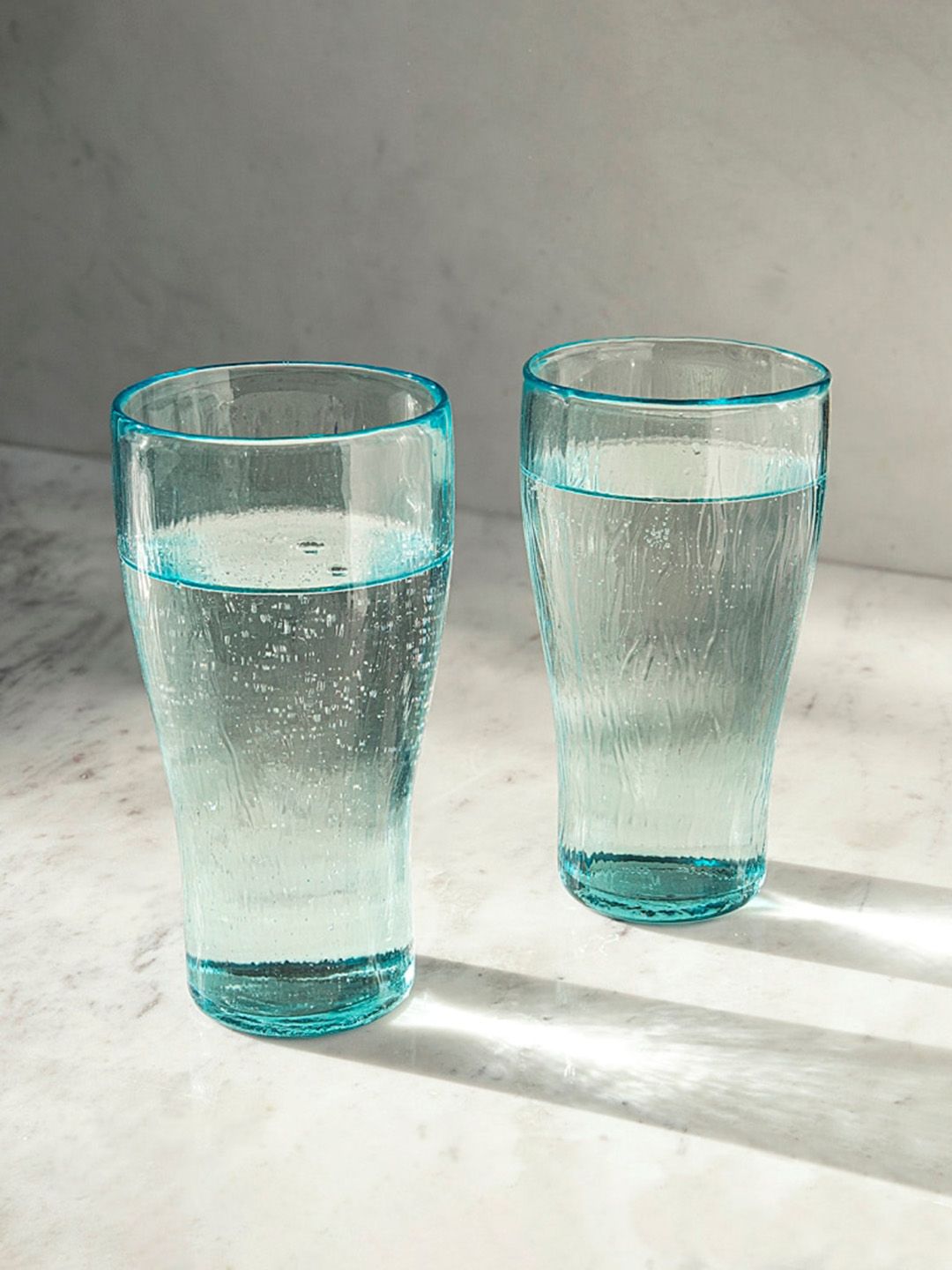 ellementry Set of 2 Blue Solid Glass Tumbler Price in India
