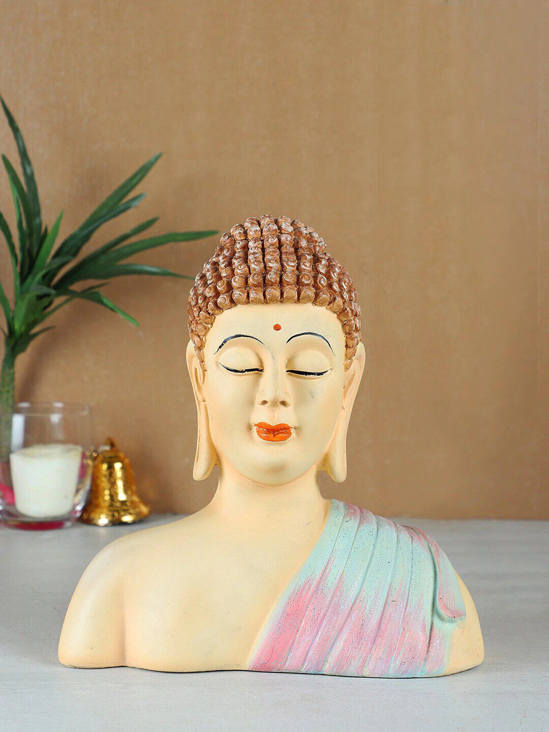 TIED RIBBONS Beige & Brown Meditating Lord Buddha Statue Showpiece Price in India