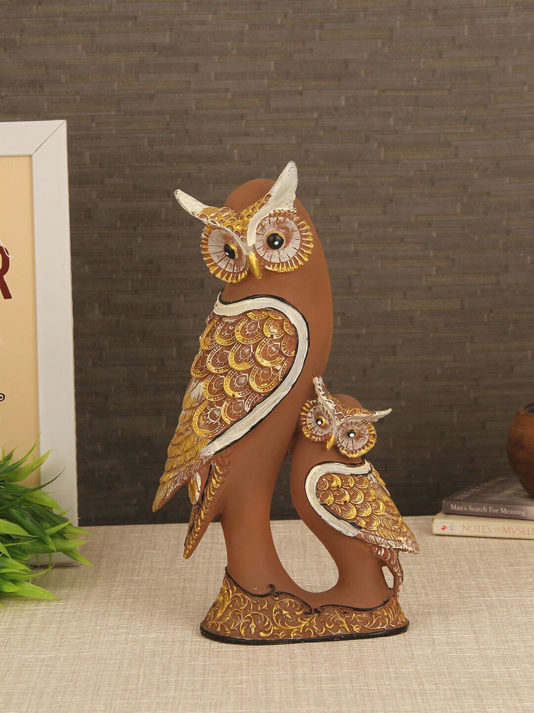 TIED RIBBONS Brown Decorative Owl Statue Showpiece Price in India