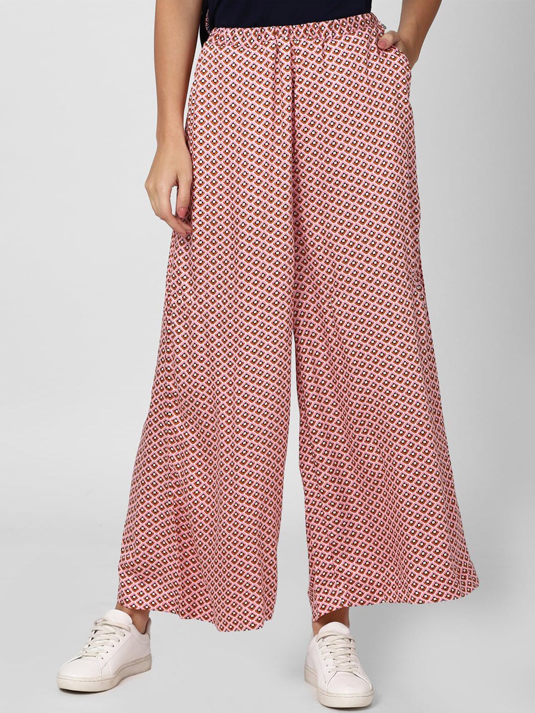 Van Heusen Woman Red Printed Parallel Trousers Price in India