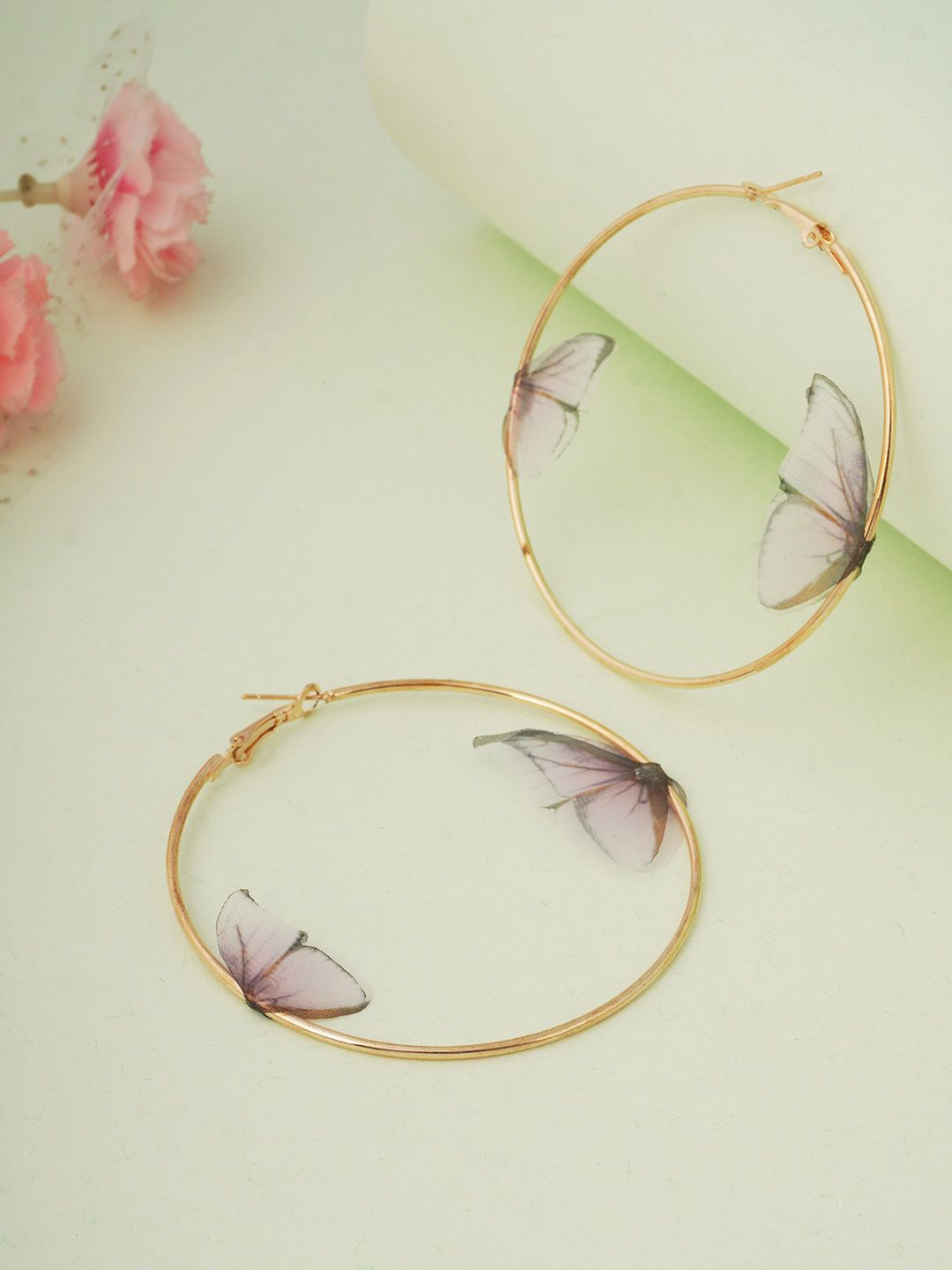 Ferosh Gold-Toned Circular Hoop Earrings Price in India