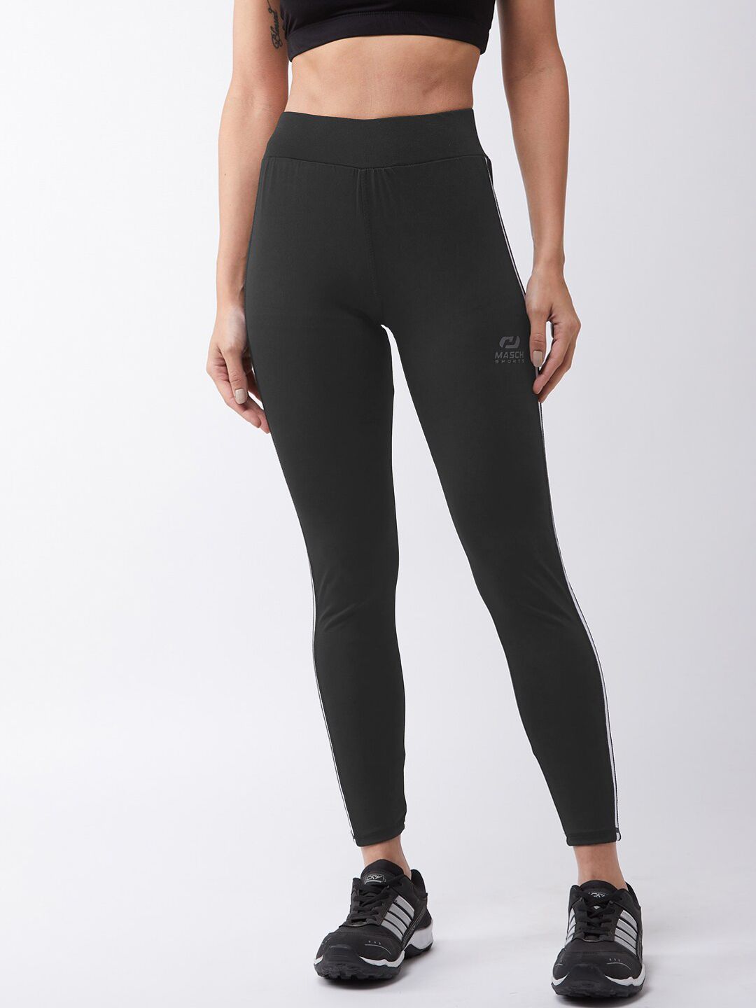 Masch Sports Women Charcoal Grey Dry-Fit Sports Running & Training Tights Price in India