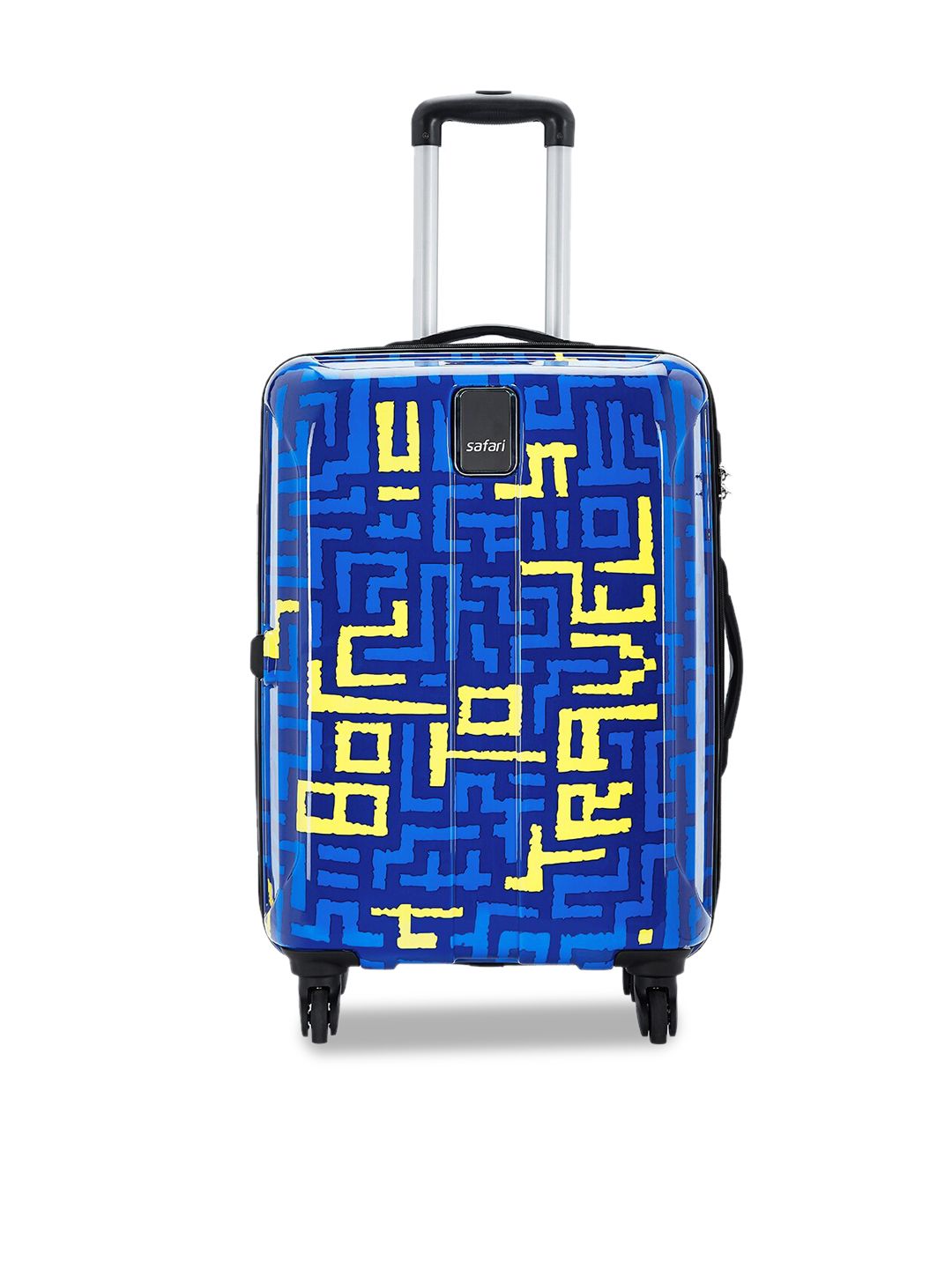 Safari Blue Printed Polycarbonate Thorium Maze Cabin Hard Luggage Price in India