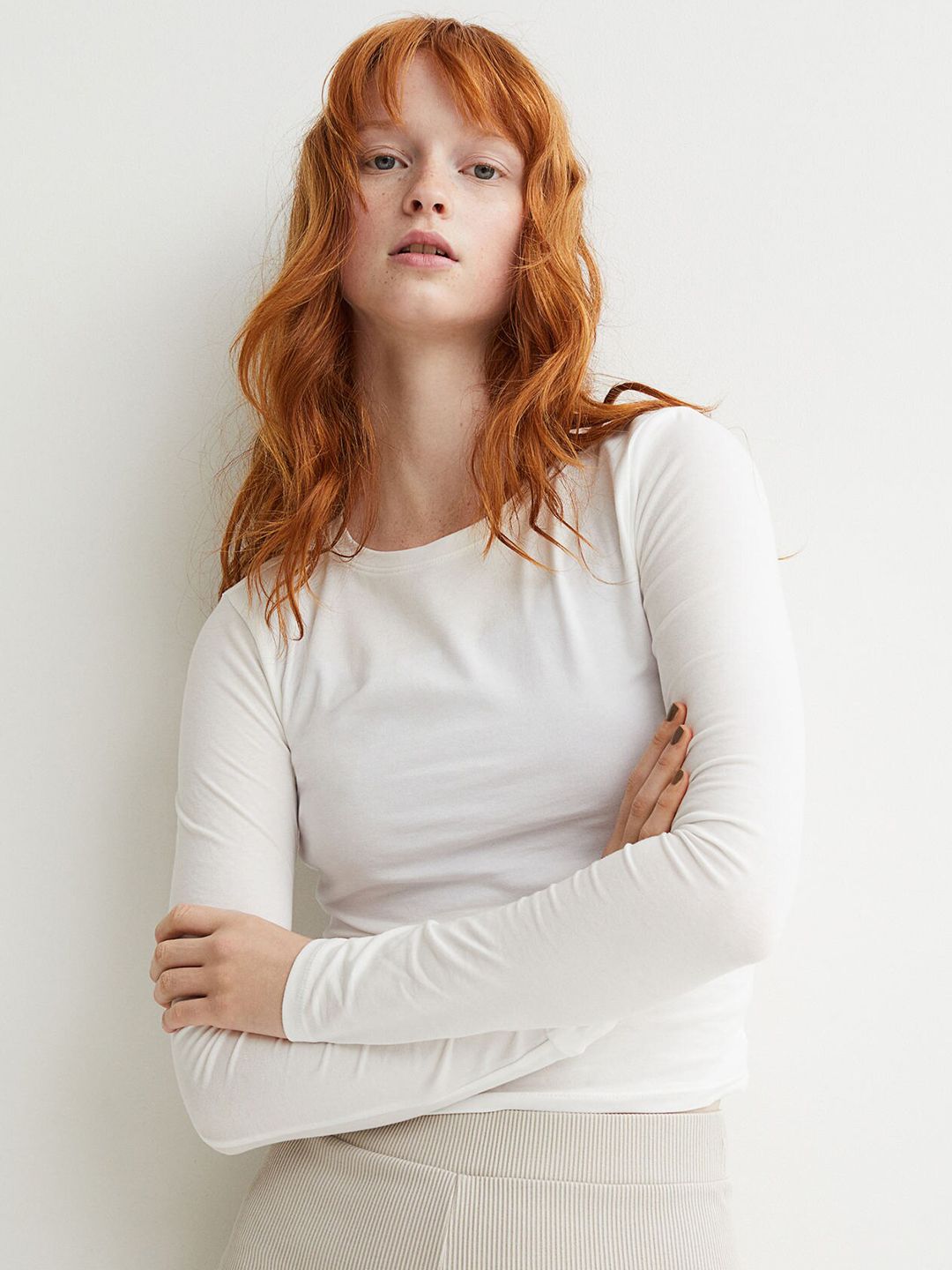 H&M White Jersey Crop Top Price in India