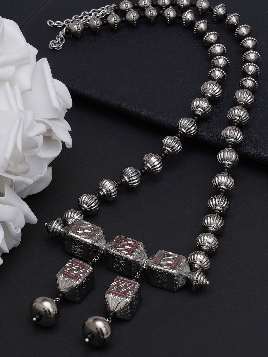 KARATCART Women Silver-Plated Oxidised Necklace Price in India
