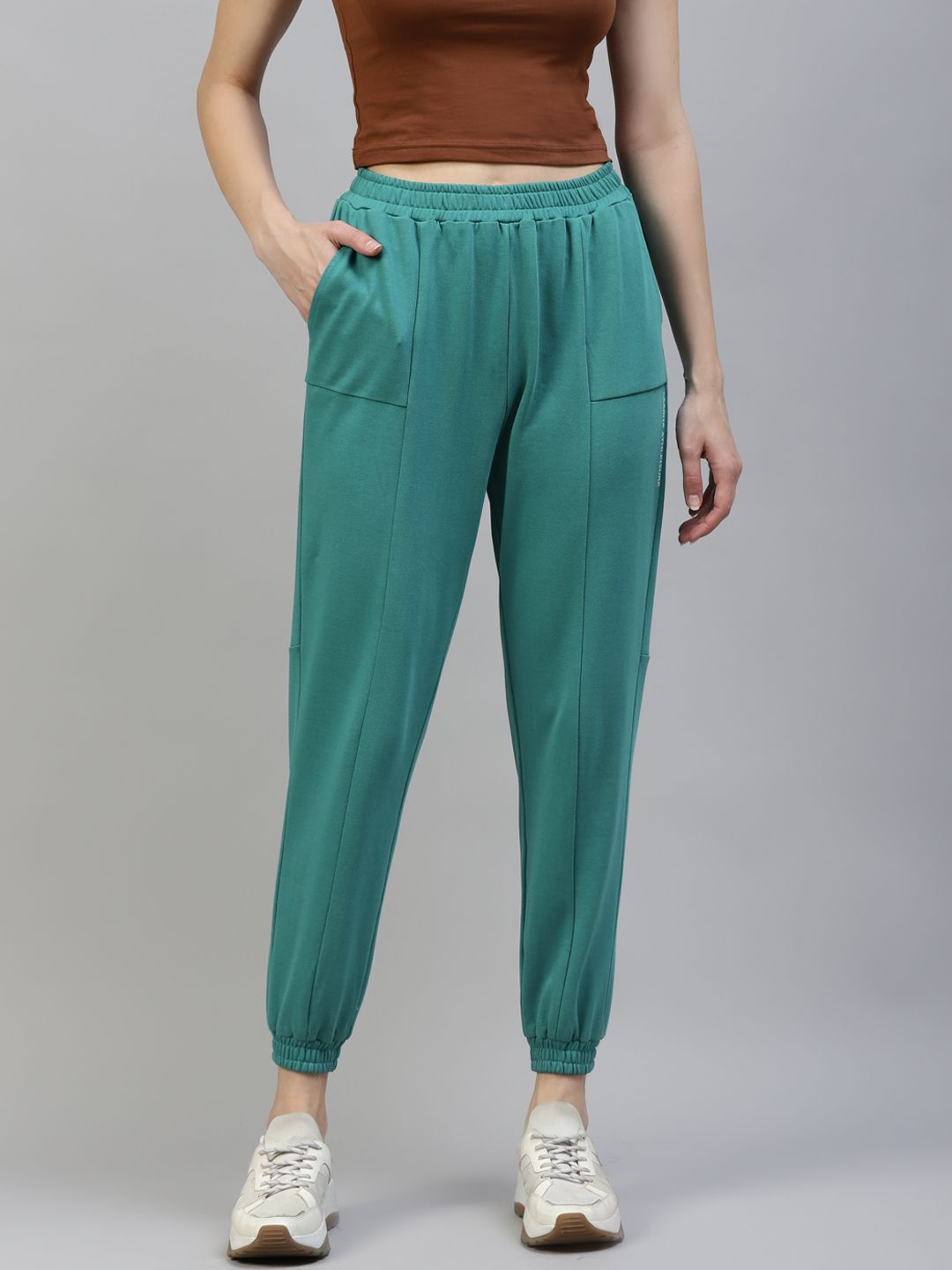 Laabha Women Teal Green Solid Joggers Price in India