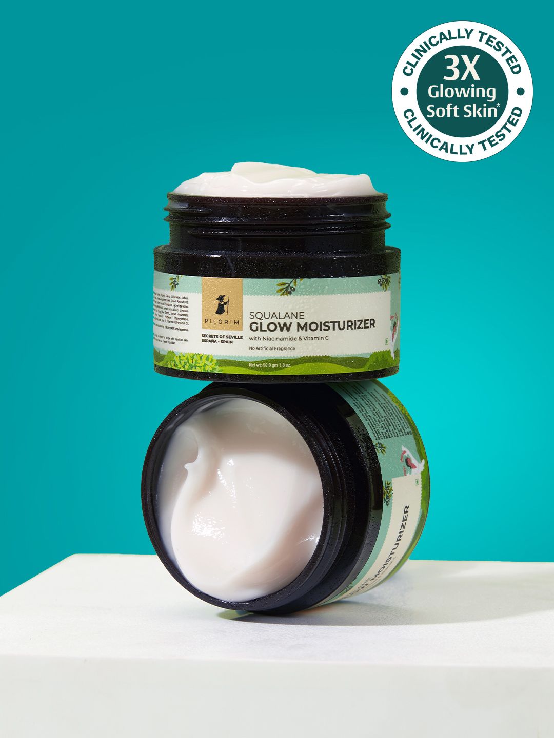 Pilgrim Squalane Glow Moisturizer with Vitamin C & Niacinamide For Bright,Even-Toned Skin