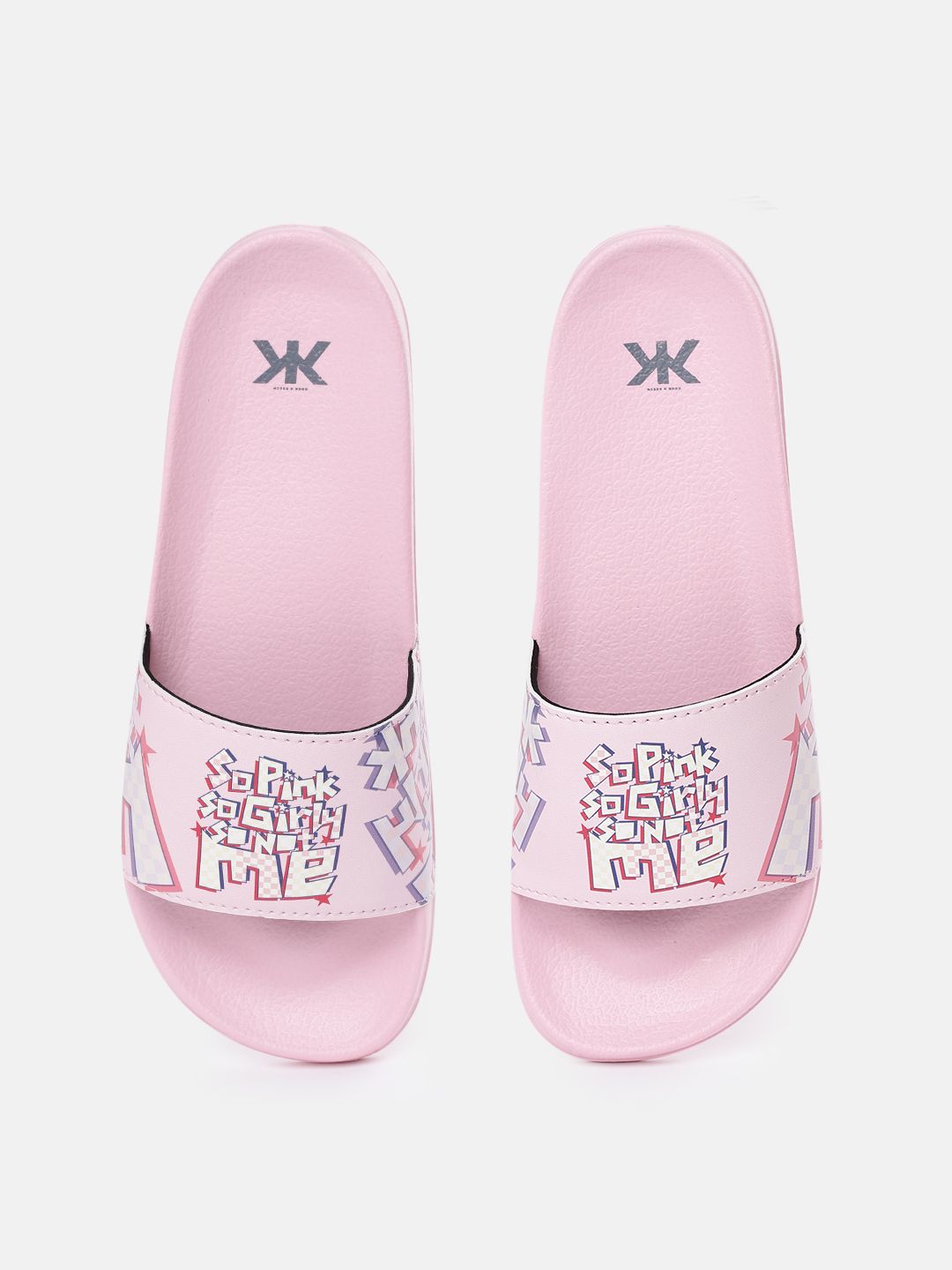 Kook N Keech Women Pink & White Printed Sliders Price in India