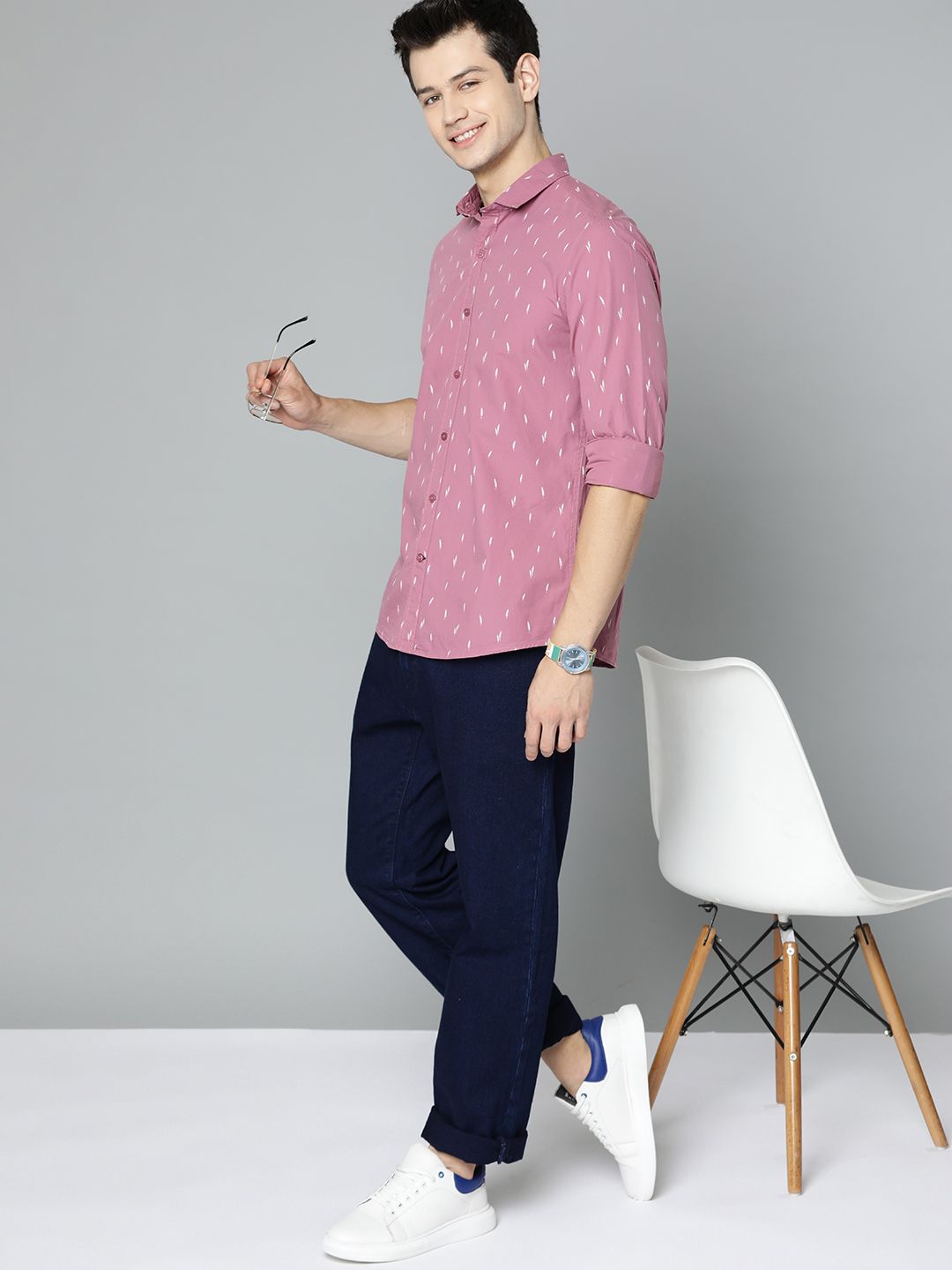 Mast & Harbour Men Purple Printed Casual Shirt