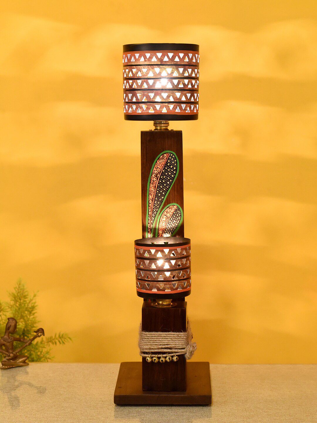 AAKRITI ART CREATIONS Brown Printed Twins Table Lamp Price in India