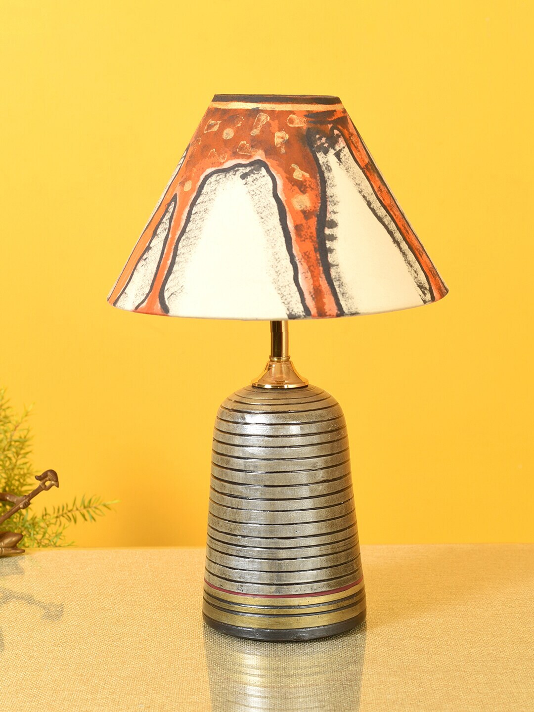 AAKRITI ART CREATIONS Gold-Toned Printed Gilded Table Lamp Price in India